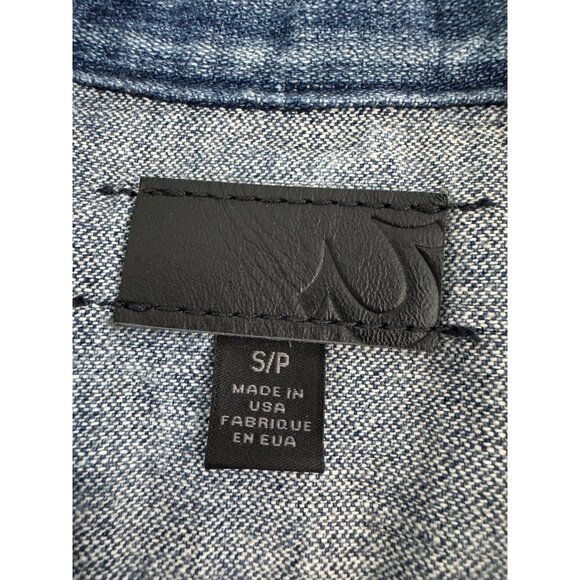 NWOT True Religion Womens S/P Denim Jacket Made-USA Button-Up Faded Blue Casual - Picture 6 of 12